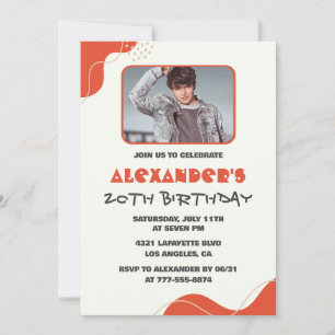 Mens 20th birthday invitations Modern Photo Red