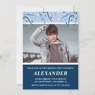 Mens 22nd birthday invitations Photo Navy Blue