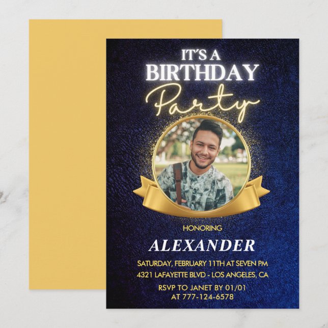 Mens 27th birthday invitations  Elegant Chic (Front/Back)