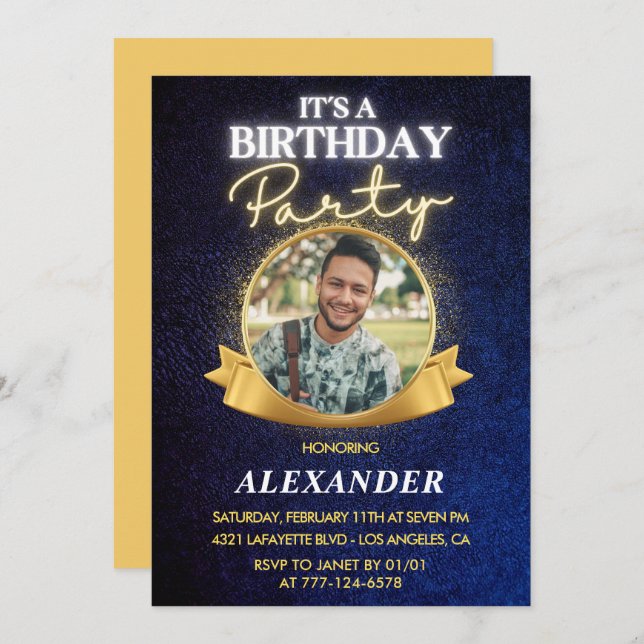 Mens 29th birthday invitations  Elegant Chic (Front/Back)
