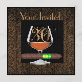 MENS 30th Birthday INVITATIONS COGNAC TEMPLATE