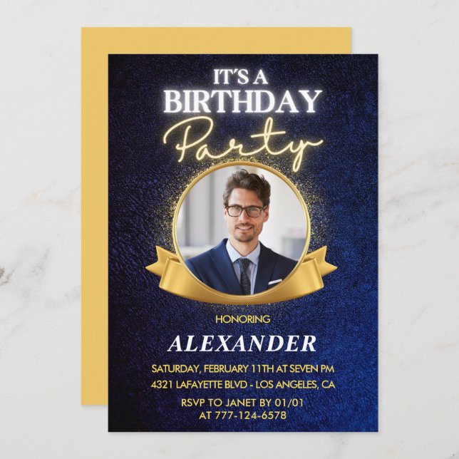Mens 38th birthday invitations  Elegant Chic (Front/Back)