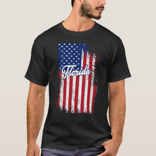 Mens 4th Of July 1776 Florida Flag American Flag T-Shirt
