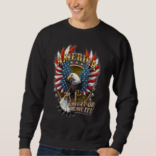 Mens 4th Of July American Flag Eagle Makes Merica  Sweatshirt