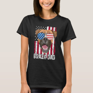 Mens 4th of July Boxer Dog Dad Father Day  USA Fla T-Shirt