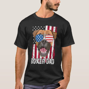 Mens 4th of July Boxer Dog Dad Father Day USA Fla T-Shirt