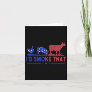 Mens 4th Of July I'd Smoke That Bbq Shirt Usa Flag Card