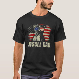 Mens 4Th Of July Pitbull Dad American Flag Dog Lov T-Shirt