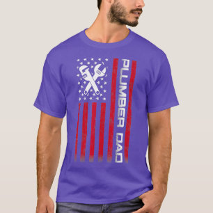 Mens 4th of July US Flag Plumber Dad Gift For T-Shirt