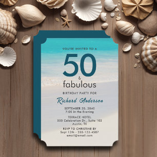 Men's "50 and Fabulous" Birthday Party Invitation