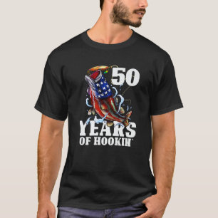 Mens 50 Years Of Hookin' Funny America Bass Fishin T-Shirt