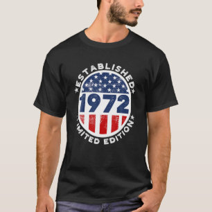 Mens 50Th Birthday Established In 1972 Retro Ameri T-Shirt