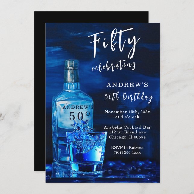 Mens 50th Birthday Invitation (Front/Back)