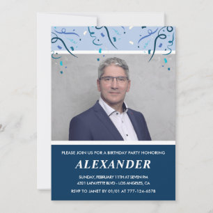 Mens 50th birthday invitations Photo Navy Blue