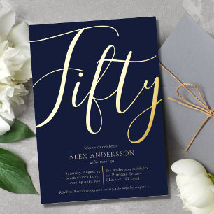 Men's 50th Birthday Party Foil Invitation