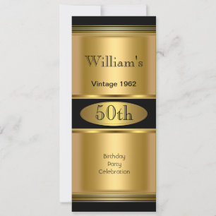 Mens 50th Birthday Party Gold Black Vintage Invitation