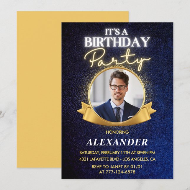 Mens 51st birthday invitations  Elegant Chic (Front/Back)