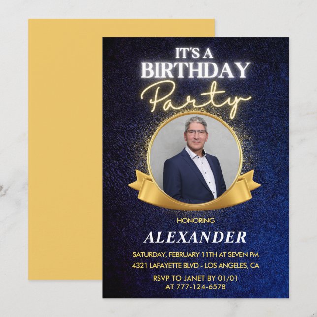 Mens 53rd birthday invitations  Elegant Chic (Front/Back)