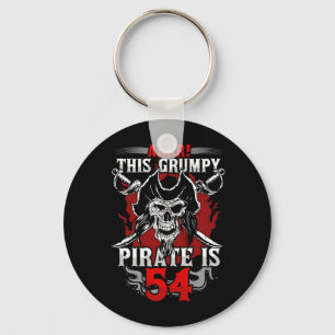 Mens 54th Birthday Grumpy Pirate Turning Forty 54 Key Ring