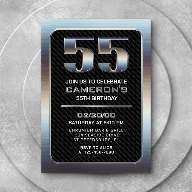 Men's 55th Birthday Invitation (Creator Uploaded)