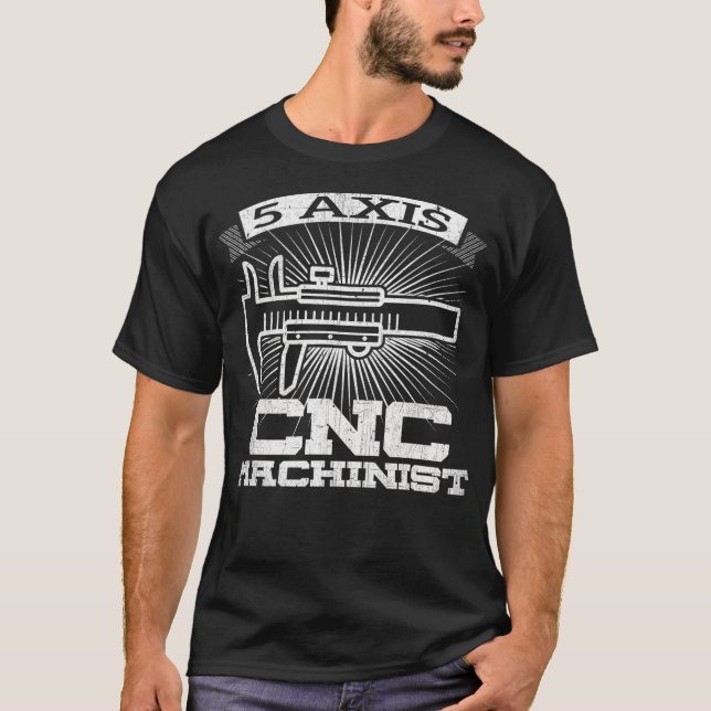 Mens 5 Axis CNC Machinist  Engineering GCode T-Shirt (Front)