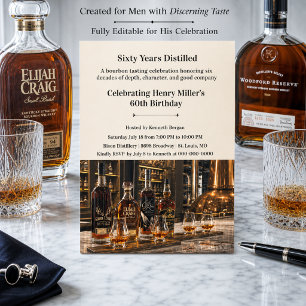 Men's 60th Birthday Bourbon Tasting Party Invitation