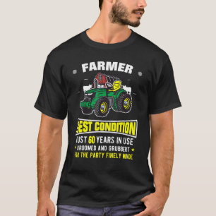 Mens 60th Birthday Man  Farmer Or Gamer Tractor T-Shirt