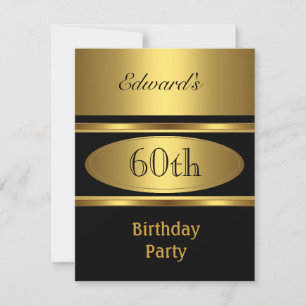 Mens 60th Birthday Party Gold Black Invitation