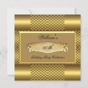 Mens 60th Birthday Party Gold Metal Mans 2 Invitation
