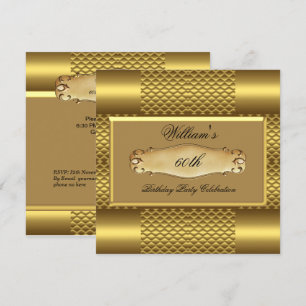 Mens 60th Birthday Party Gold Metal Mans 2 Invitation