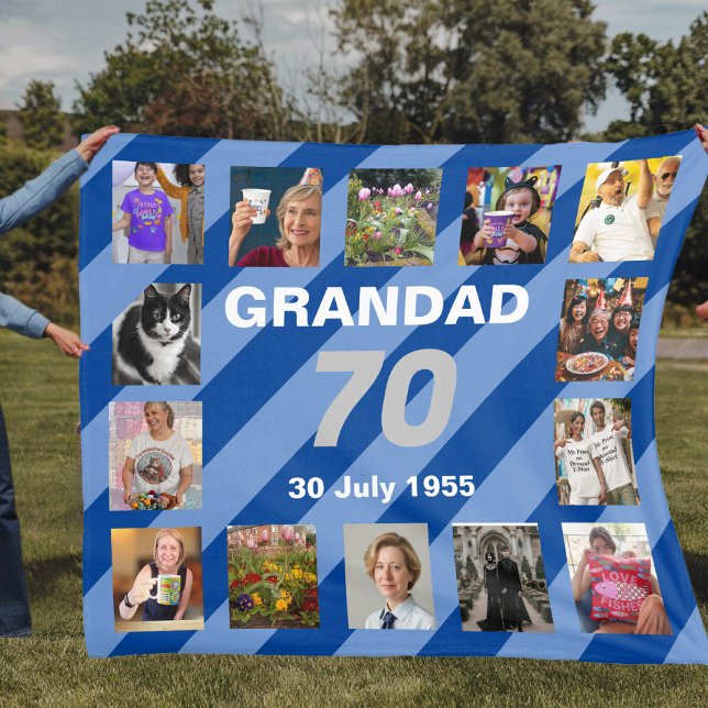 Mens 70th birthday 70 years old seventieth Grandad Fleece Blanket (Creator Uploaded)