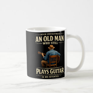 Mens 70th birthday acoustic guitar player vintage coffee mug
