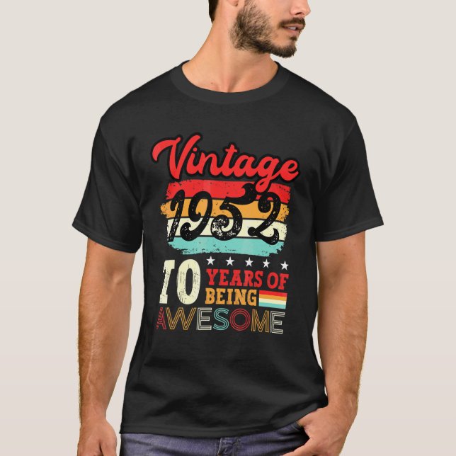 Mens 70th Birthday  Cool Bday Idea Turning 70 Year T-Shirt (Front)