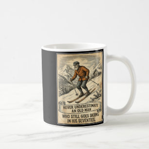 Mens 70th birthday goes skiing vintage skier coffee mug
