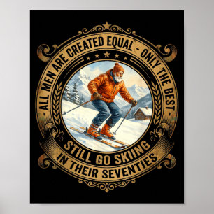 Mens 70th birthday goes skiing vintage skier poster
