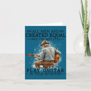 Mens 70th Birthday Guitar Play Illustration Card