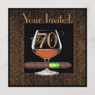 MENS 70th Birthday INVITATIONS COGNAC TEMPLATE