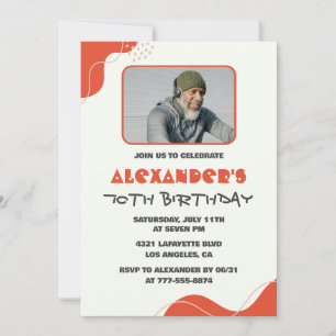 Mens 70th birthday invitations Modern Photo Red