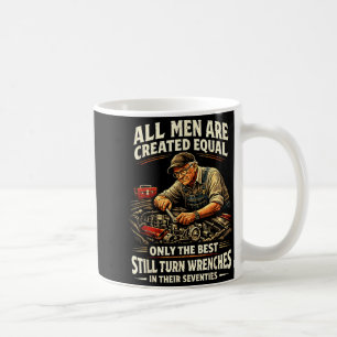 Mens 70th birthday turn wrenches vintage mechanic coffee mug