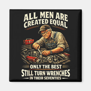Mens 70th birthday turn wrenches vintage mechanic magnet