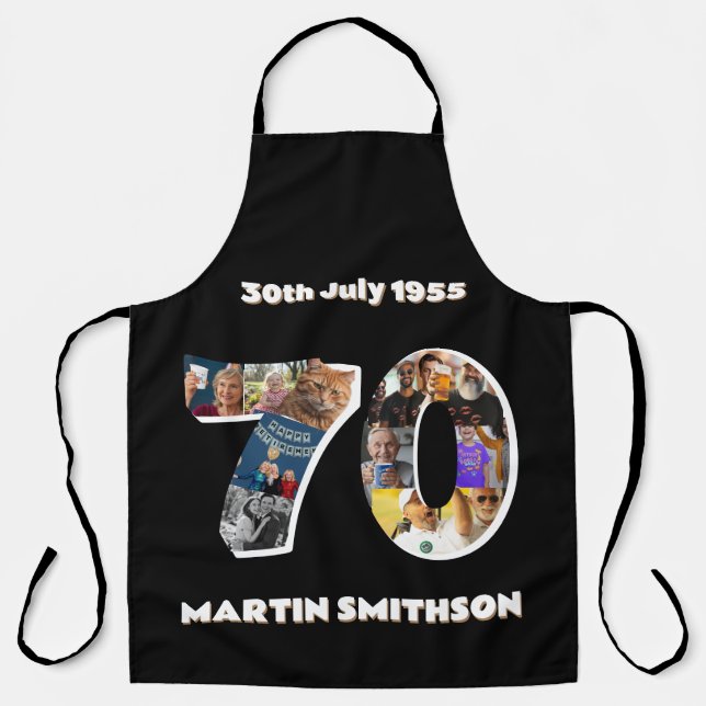 Mens 70th practical kitchen cook 70 years birthday apron (Front)