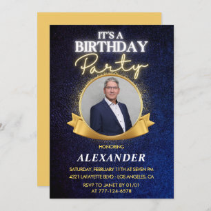 Mens 72nd birthday invitations  Elegant Chic