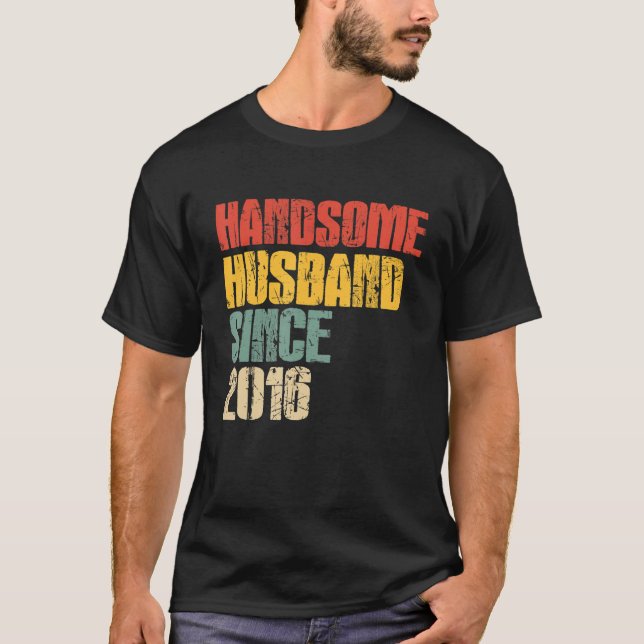 Mens 7th Wedding Anniversary for Him Handsome Husb T-Shirt (Front)