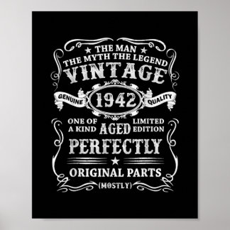 Mens 80 Year Old Gifts Vintage 1942 Man Myths Poster