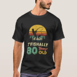 Mens 80th Birthday Fisherman Turning 80 Years Old T-Shirt<br><div class="desc">Mens 80th Birthday Fisherman Turning 80 Years Old Retro Fishing Shirt. Perfect gift for your dad,  mum,  papa,  men,  women,  friend and family members on Thanksgiving Day,  Christmas Day,  Mothers Day,  Fathers Day,  4th of July,  1776 Independent day,  Veterans Day,  Halloween Day,  Patrick's Day</div>