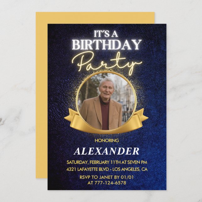 Mens 85th birthday invitations  Elegant Chic (Front/Back)