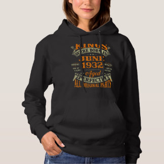 Mens 90th Birthday  For Kings Born In June 1932 90 Hoodie
