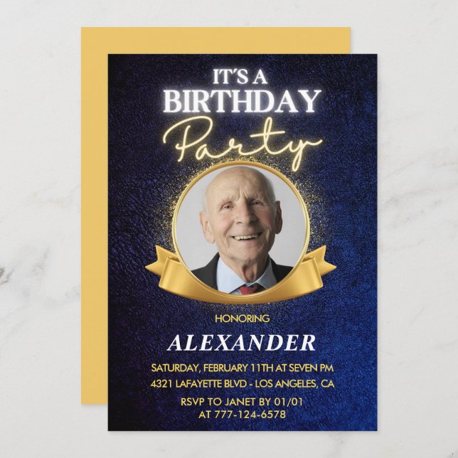 Mens 95th birthday invitations  Elegant Chic (Front/Back)