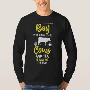 Mens A Boy Who Love Tea And Cow T-Shirt