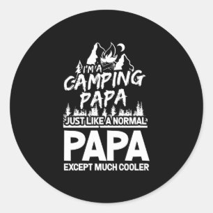 Mens a camping papa funny camping themed shirts classic round sticker